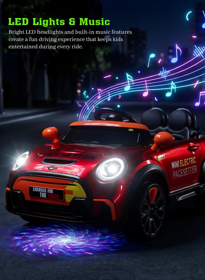 BAYBEE Cooper Childrens Electric Car for Kids, Baby Ride on Toy Childrens Battery OPerated Car with Led Light, Music, Remote Control & Swing Mode | Battery Car for Kids | Childrens Electric Ride on Car for Kids 2 to 6 Years Boy Girl Red - Image 2