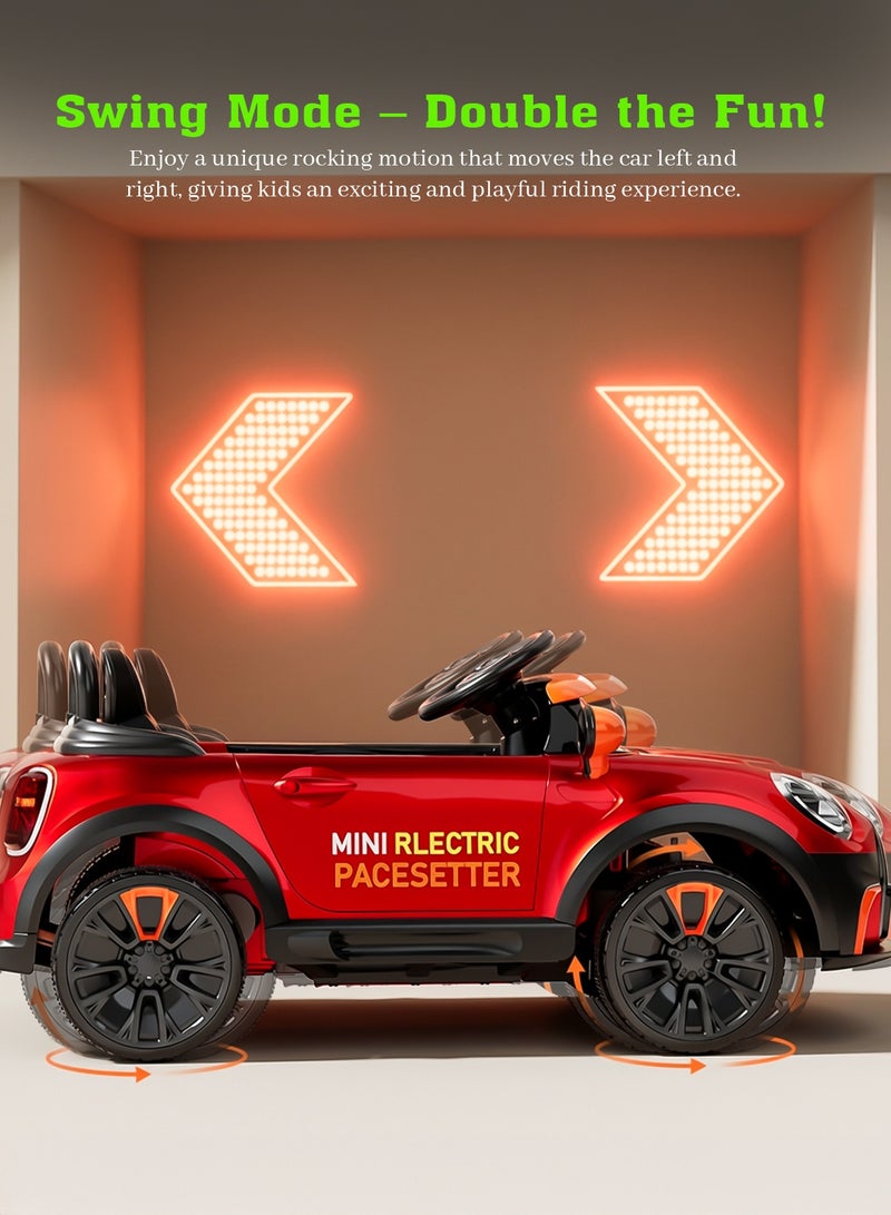 BAYBEE Cooper Childrens Electric Car for Kids, Baby Ride on Toy Childrens Battery OPerated Car with Led Light, Music, Remote Control & Swing Mode | Battery Car for Kids | Childrens Electric Ride on Car for Kids 2 to 6 Years Boy Girl Red - Image 5