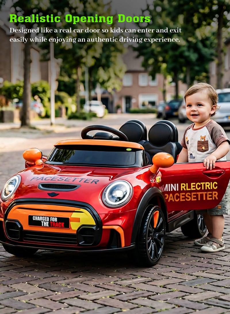 BAYBEE Cooper Childrens Electric Car for Kids, Baby Ride on Toy Childrens Battery OPerated Car with Led Light, Music, Remote Control & Swing Mode | Battery Car for Kids | Childrens Electric Ride on Car for Kids 2 to 6 Years Boy Girl Red - Image 4