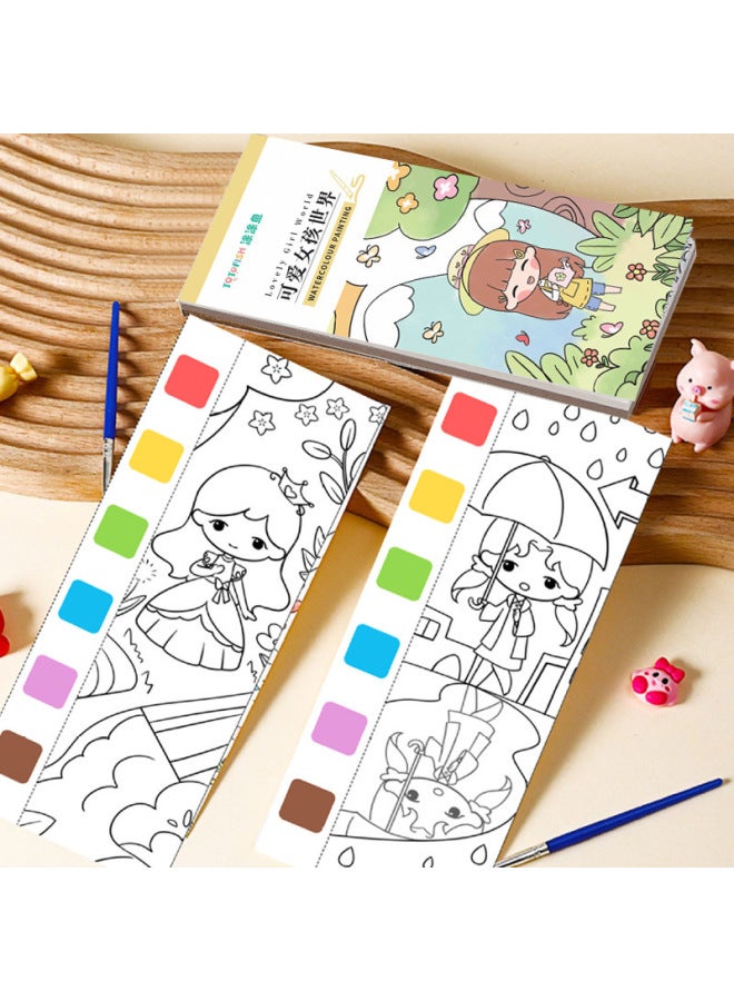 Painted Fish Children's Coloring Book Children's Graffiti Painting Book Watercolor Paper Coloring Book Children's Art Students Bring Their Own Paint Painting Book - Image 3