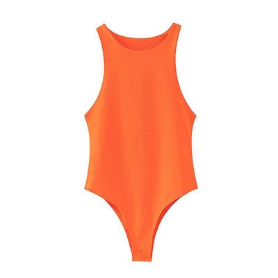 2023 Womens Chic One-Shoulder Bodysuit Orange