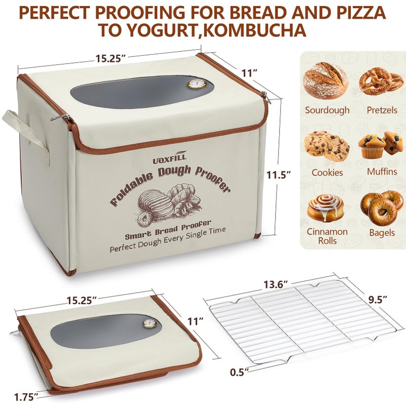 Uoxfill Folding Bread Proofing Box with Temp Control(50-122â„‰) & 48H Timer, Dough Proofer with Metal Rack, Proofing Box for Sourdough, Bread Baking, Pizza, Yogurt, Kombucha, Space-Saving & Easy to Use - Image 2