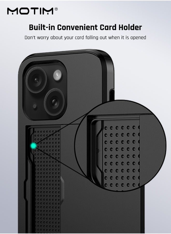Motim iPhone 15 Plus Case, Armor Design Wallet Case with Hidden Card Holder, Full Protection, Slim Thin Shockproof Full-body Protective Phone Case Cover, Supports Wireless Charging  - Image 2