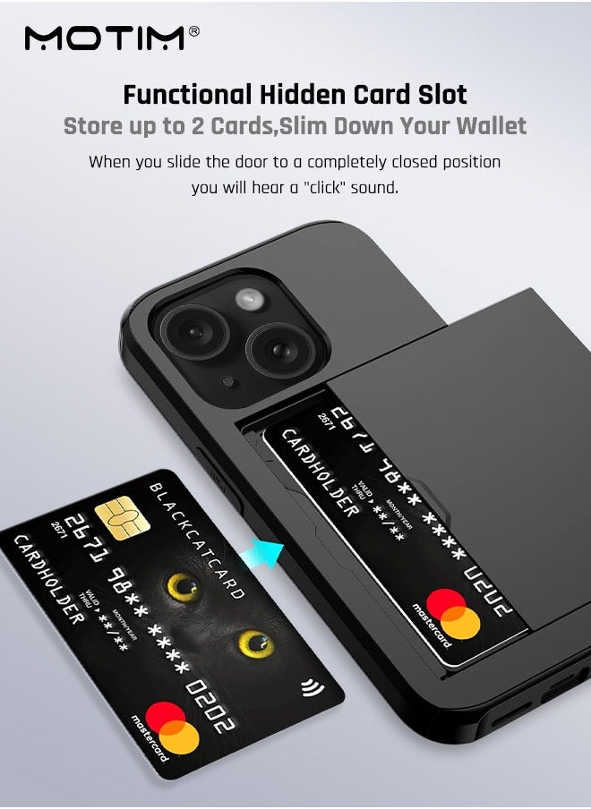 Motim iPhone 15 Plus Case, Armor Design Wallet Case with Hidden Card Holder, Full Protection, Slim Thin Shockproof Full-body Protective Phone Case Cover, Supports Wireless Charging  - Image 3