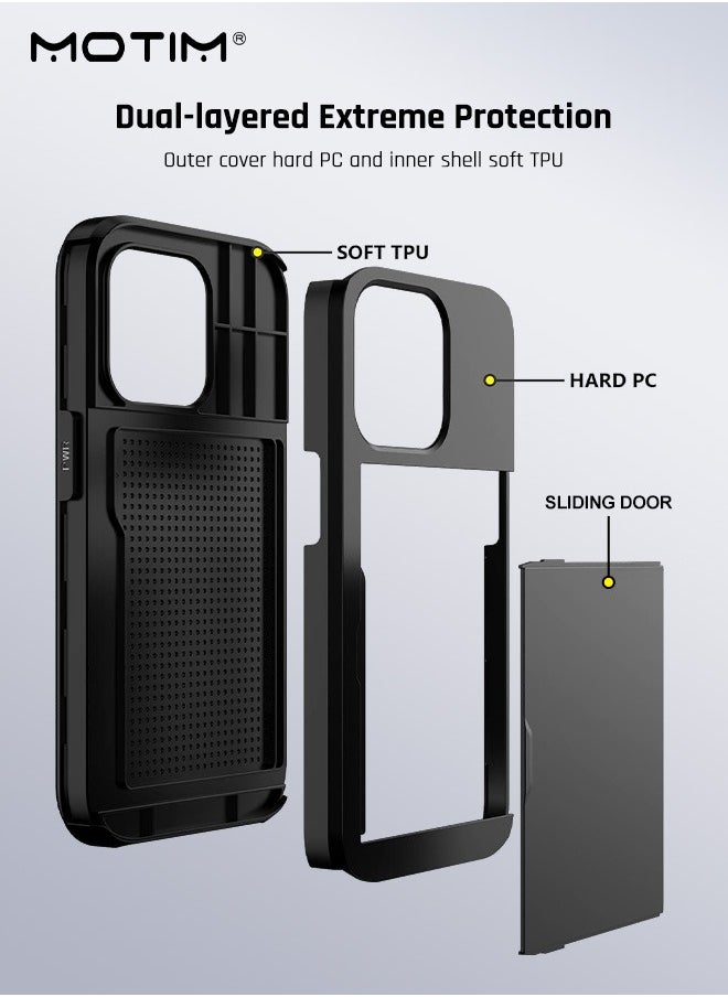 Motim - iPhone 15 Plus Case, Armor Design Wallet Case with Hidden Card Holder, Full Protection, Slim Thin Shockproof Full-body Protective Phone Case Cover, Supports Wireless Charging - Image 1