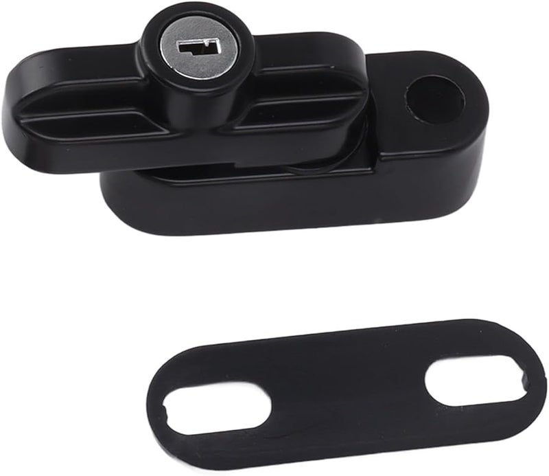 قفل نافذة على شكل حرف T من سبائك الألومنيوم الأسود، مشبك مسطح مضاد للسرقة للنوافذ الفردية والمزدوجة - Image 4