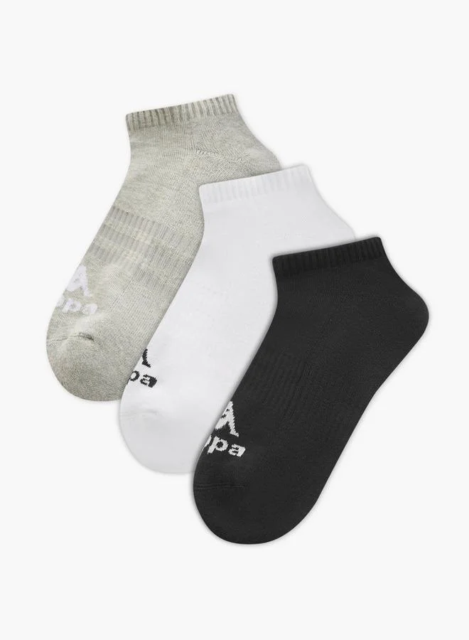 Set of 3 - Kappa Logo Print Half Terry Ankle Length Socks with Antibacterial Protection