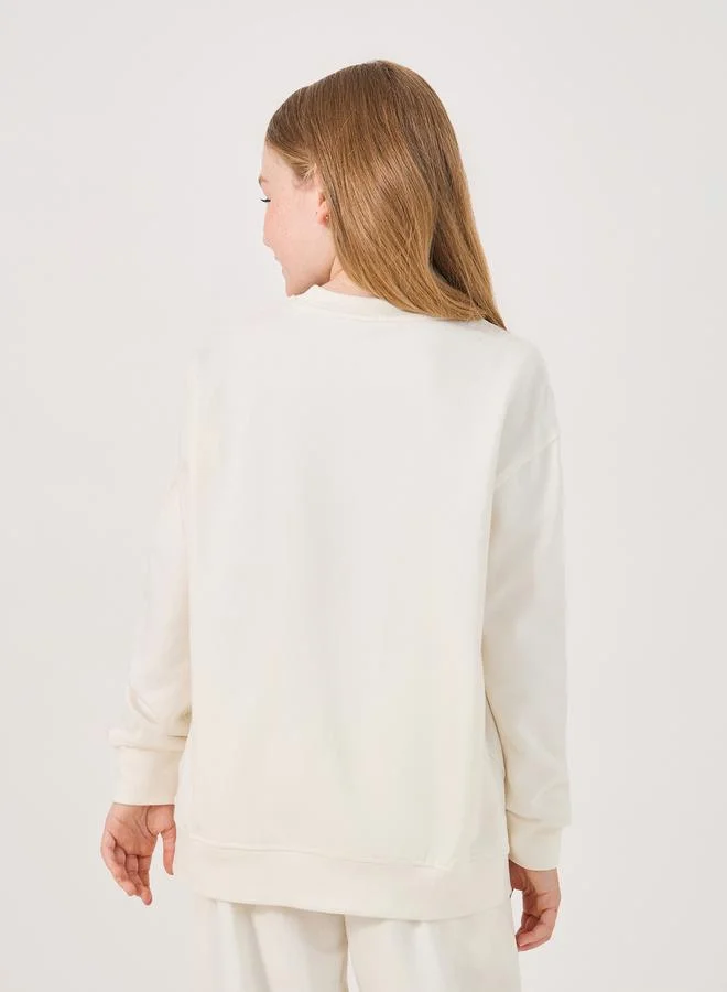 Styli Slogan Printed Round Neck Sweatshirt