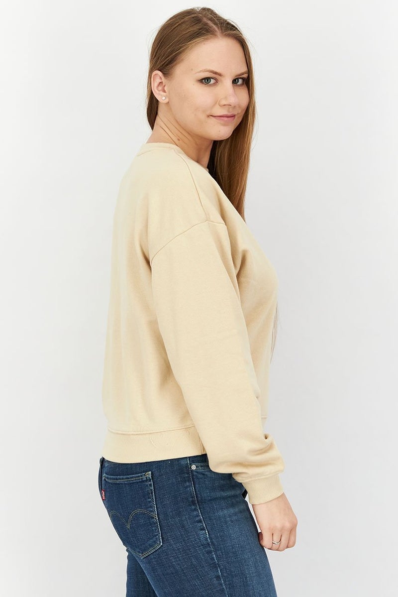 XOXO Women Solid Long Sleeve Sweatshirt, Beige - Image 4