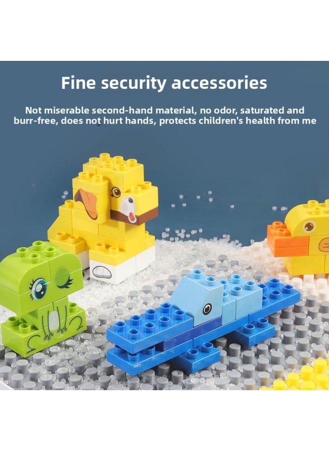 Children's Building Blocks Table Large Compatible Lego Assembled Educational Toys Male 3-6 Years Old Baby 5 Multifunctional Game Table-Color:[Upgrade] Extra Large Extra Long Table + 515 Tablets + Chairs