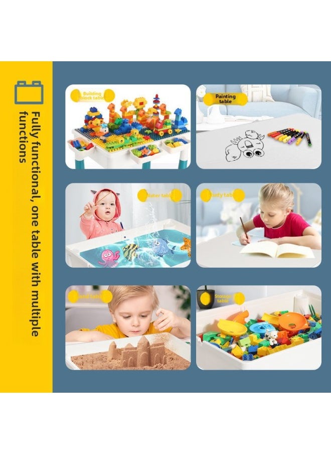Children's Building Blocks Table Large Compatible Lego Assembled Educational Toys Male 3-6 Years Old Baby 5 Multifunctional Game Table-Color:[Upgrade] Extra Large Extra Long Table + 515 Tablets + Chairs