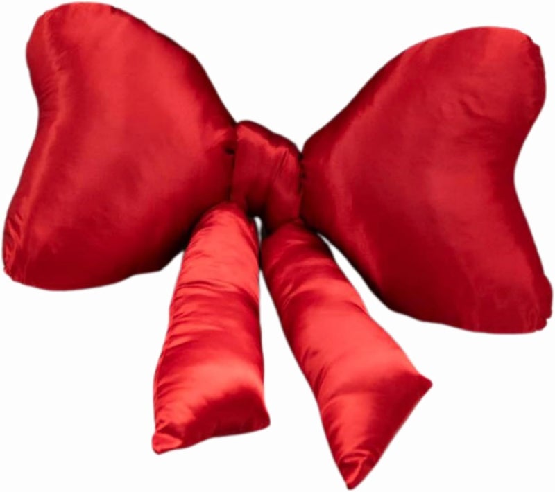 Luxape Bow Pillow - Big Bow Throw Pillow - Bow Shaped Pillow - Silky Satin - Coquette Decor - Bow Room Decor - Pink Bow Pillow - Bow Nursery Decor - red Room Decor - Image 1