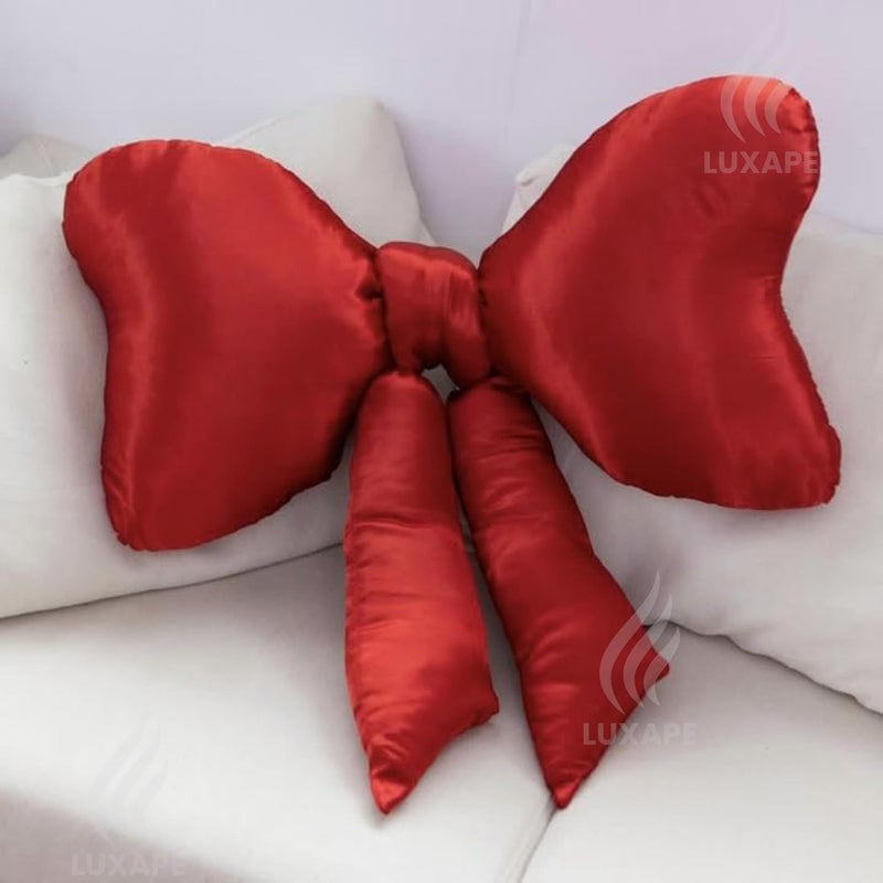 Luxape Bow Pillow - Big Bow Throw Pillow - Bow Shaped Pillow - Silky Satin - Coquette Decor - Bow Room Decor - Pink Bow Pillow - Bow Nursery Decor - red Room Decor - Image 2