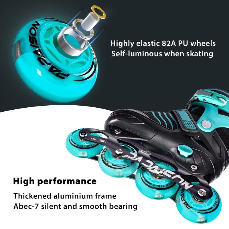 PAPAISON Adjustable Inline Skates Boys Ages 4-16, Roller Skates for Girls Kids Ages 5-8 8-12 with Full Light Up Wheels, Outdoor Skates Illuminating Skates for Children Teens Women - Image 4