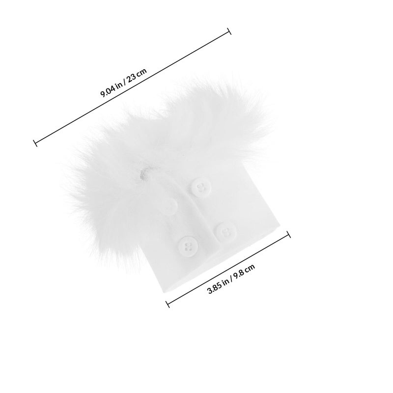 White Faux Fur Arm Warmers Plush Fuzzy Wrist Sleeves Soft Cozy Winter Accessories - Image 3