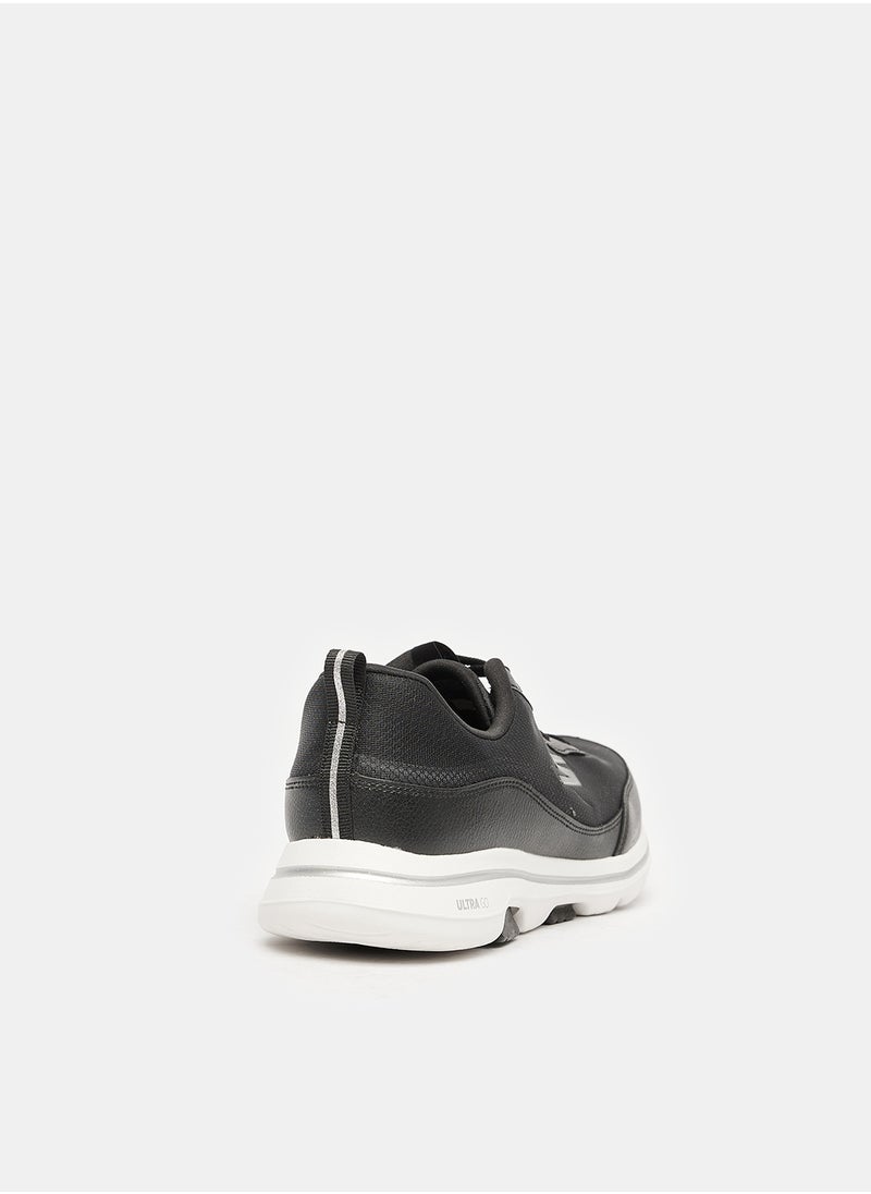 SKECHERS - SKECHERS GO WALK 5 - PERFECT STEP LACE UP SNEAKERS FOR WOMEN IN BLACK WHITE - Image 1