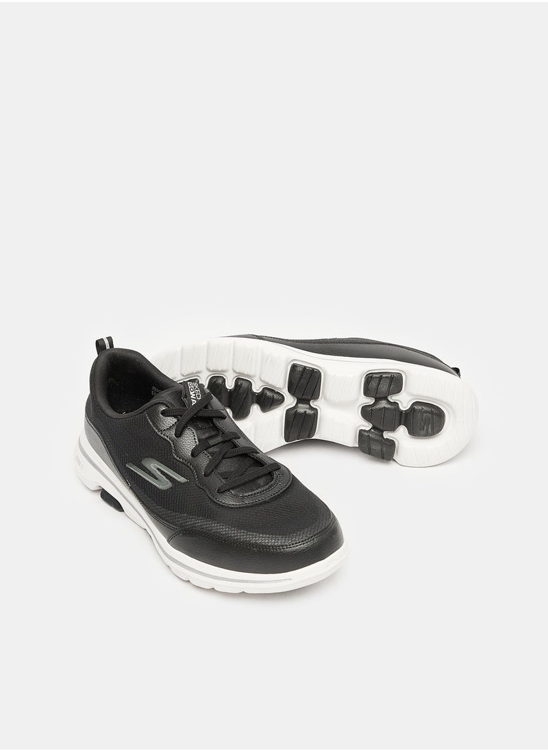 SKECHERS - SKECHERS GO WALK 5 - PERFECT STEP LACE UP SNEAKERS FOR WOMEN IN BLACK WHITE - Image 1