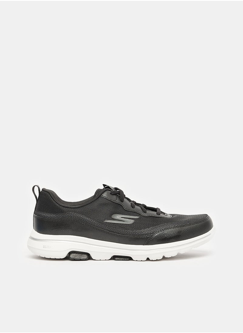 SKECHERS - SKECHERS GO WALK 5 - PERFECT STEP LACE UP SNEAKERS FOR WOMEN IN BLACK WHITE - Image 1