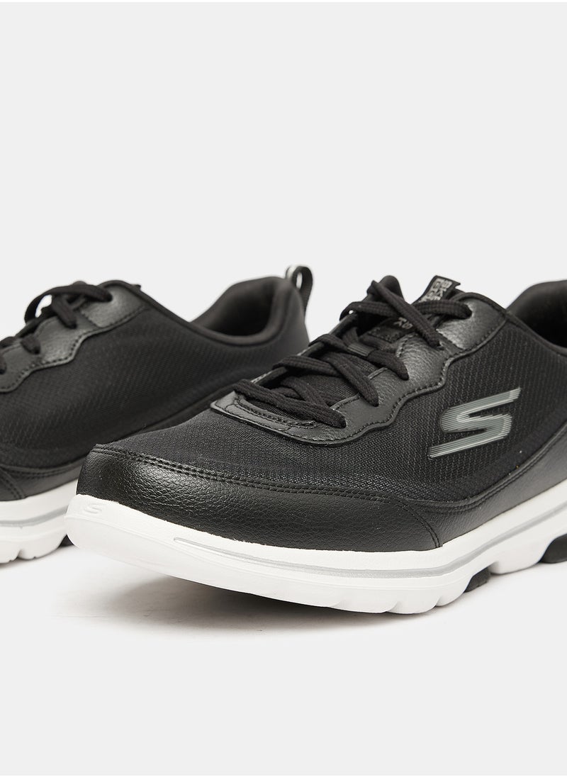 SKECHERS - SKECHERS GO WALK 5 - PERFECT STEP LACE UP SNEAKERS FOR WOMEN IN BLACK WHITE - Image 1