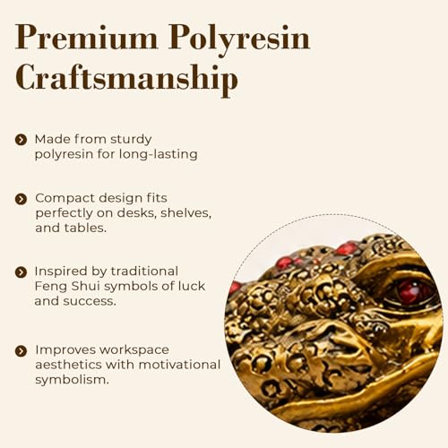 GJ Feng Shui Money Frog with Coin Showpiece Polyresin Brass Color - Image 5