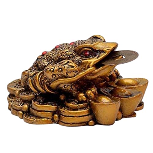 GJ Feng Shui Money Frog with Coin Showpiece Polyresin Brass Color - Image 1