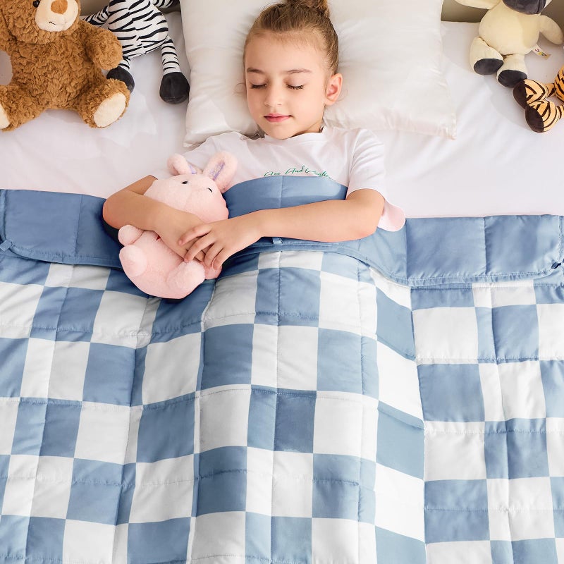 yescool Weighted Blanket 5 Pounds Checkered Weighted Lap Blanket Black Heavy Blankets for Sleeping Washable Weighted Throw Blankets with Plaid Pattern for 4060lbs 36x48