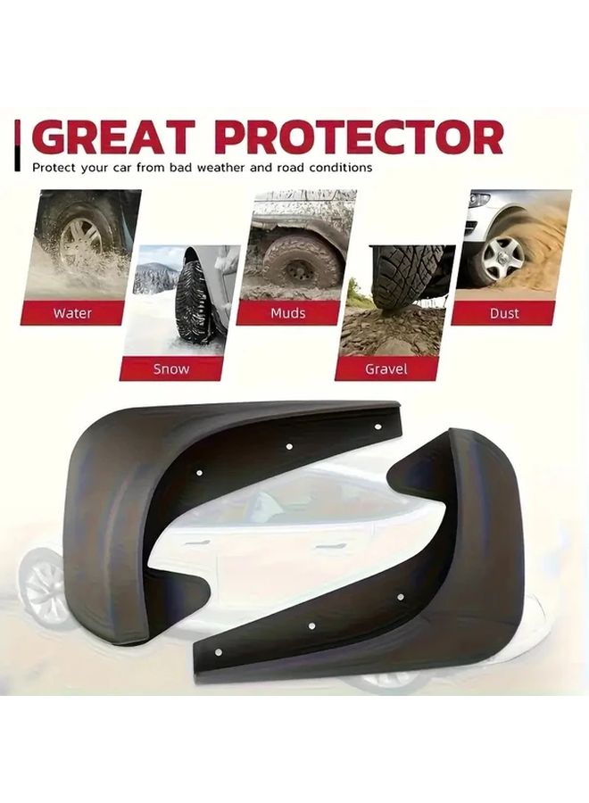 4Pcs Black Universal Mudguard High Strength Plastic Adjustable Fit For Car SUV Van - Image 2