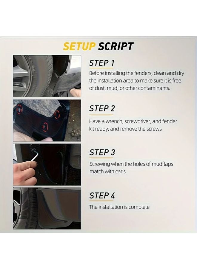 4Pcs Black Universal Mudguard High Strength Plastic Adjustable Fit For Car SUV Van - Image 5