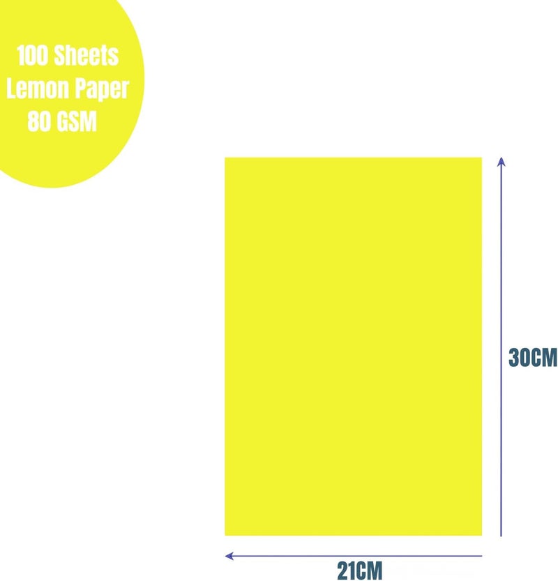 AL FAKHAMA Multipurpose Yellow Colored Paper - 100 Sheets, 80 GSM, A4 Size - Image 2