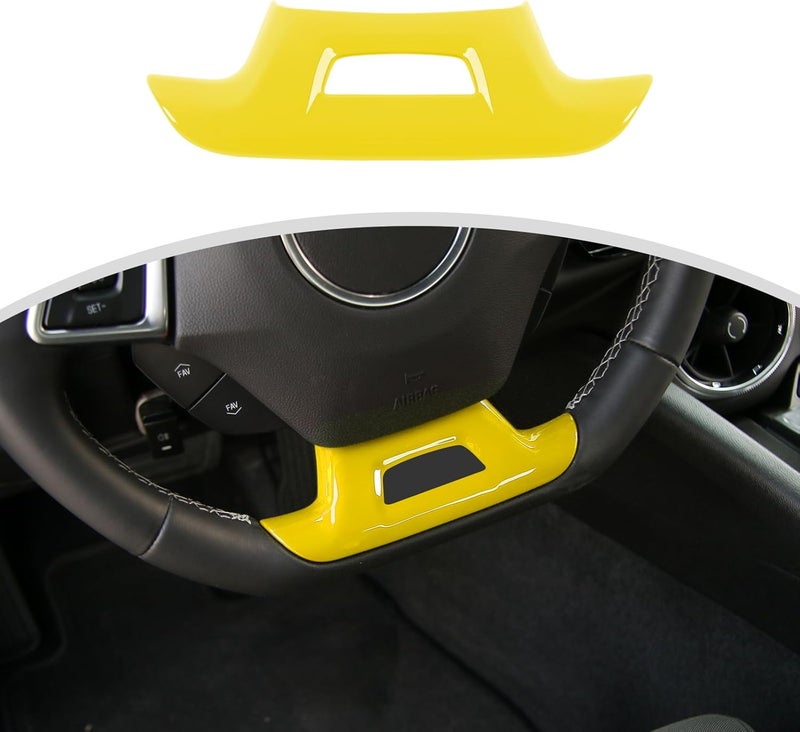CheroCar Well-engineered versatile build for Chevrolet Camaro Steering Button Frame Interior Trim,Control Button Frame Decoration Cover for Chevry Camaro 2017-2026 Tape-On Car Custom Accent Interior Accessories(Yellow) Stain resistant - Image 1