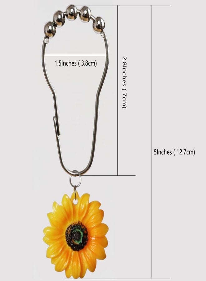 Careyoungs Sunflower Shower Curtain Hooks Decorative Yellow Flowers Daisy Shower Rings for Bathroom Set Decor 12 Pcs Rustproof Stainless Steel Hanger - Image 2
