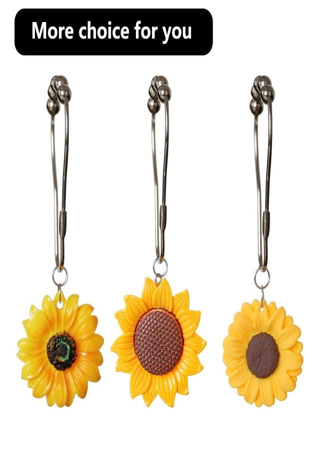 Careyoungs Sunflower Shower Curtain Hooks Decorative Yellow Flowers Daisy Shower Rings for Bathroom Set Decor 12 Pcs Rustproof Stainless Steel Hanger - Image 5