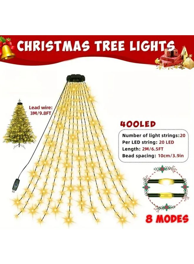 400 LED Warm Color Christmas Tree Fairy String Lights 8 Modes Indoor Outdoor Decoration - Image 3