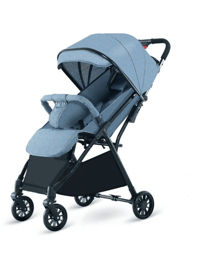 Baby Stroller Pram Easy Folding Portable -Blue - Image 1
