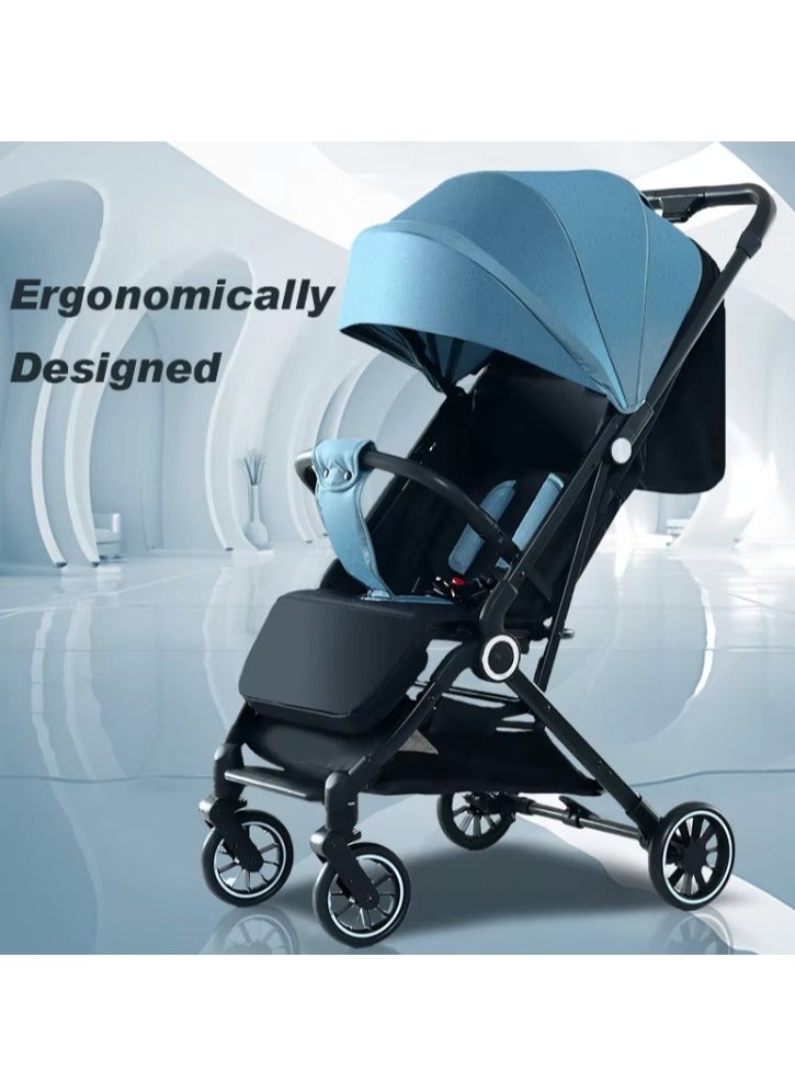 Baby Stroller Pram Easy Folding Portable -Blue - Image 2
