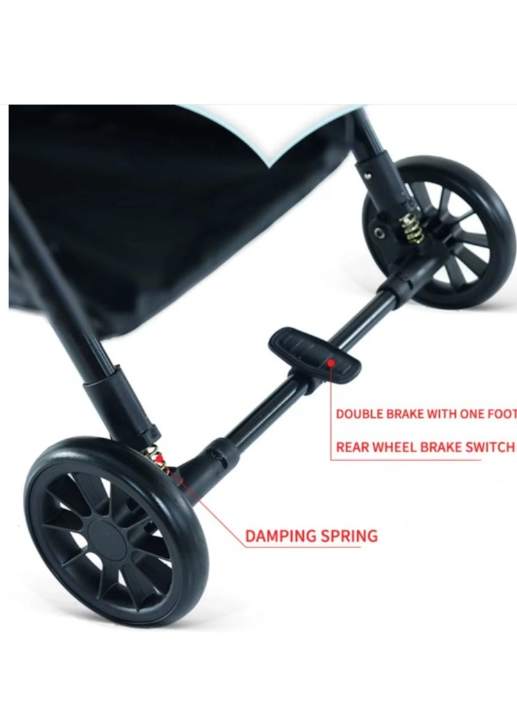 Baby Stroller Pram Easy Folding Portable -Blue - Image 5