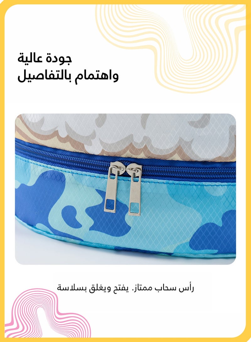 شي آند ليتل حقيبة سباحة منفصلة جافة ورطبة على شكل ديناصور، حقيبة ظهر مقاومة للماء برباط مع حجرة للأحذية للأولاد والبنات، حقيبة سفر رياضية للشاطئ وحمام السباحة وصالة الألعاب الرياضية (أزرق) - Image 5