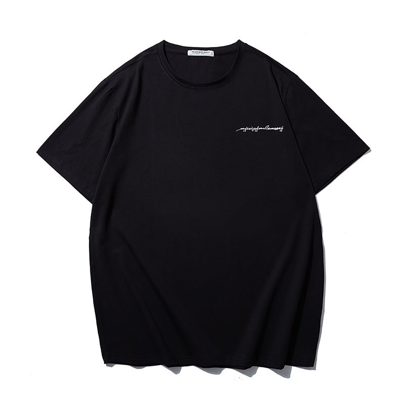 T6178 | Plus size men''s summer new round neck T-shirt men''s simple loose trendy gilding letter printed short sleeve - Image 1