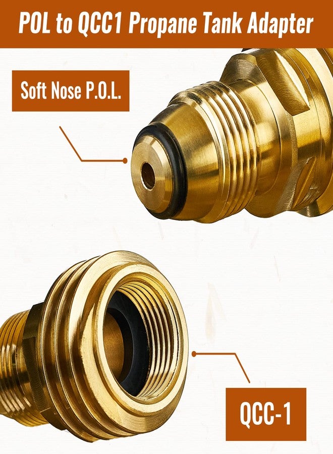 CALPOSE POL to QCC1 Propane Adapter, Old to New, Propane Tank Adapter Converts POL LP Tank Service Valve to QCC1/Type1 Hose or Regulator - Image 2