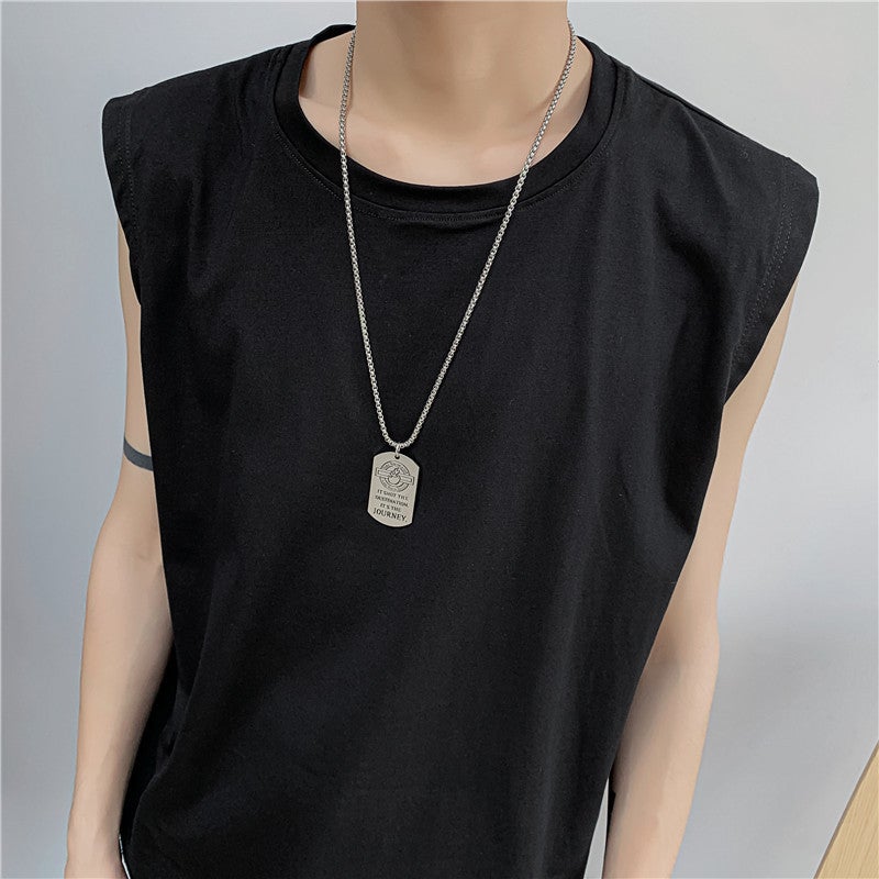 Summer Trendy Brand ins Solid Color Sleeveless T-shirt Vest Mens Korean Style Casual Sports Waistcoat All-match T-shirt Base Shirt White - Image 5