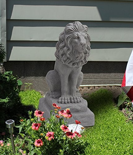 EMSCO Group Guardian Lion Statue – Natural Granite Appearance – Made of Resin – Lightweight – 28” Height - Image 4