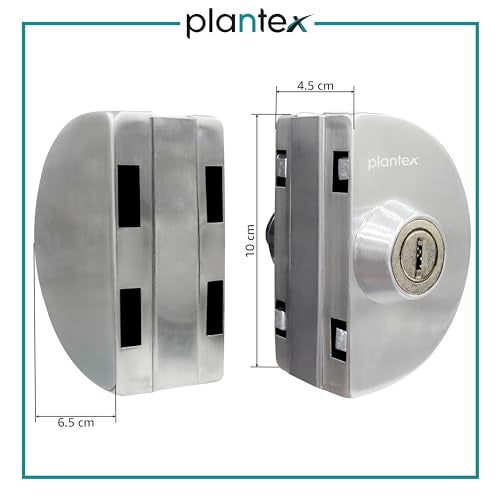 Plantex Stainless Steel Glass Door Lock - No Drilling/Lock for Main Door/Door Thickness 10 mm to 12 mm/3 Ultra Keys/Tuffen Glass Door Accessories - Pack of 1 (Matt) - Image 5
