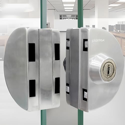 Plantex Stainless Steel Glass Door Lock - No Drilling/Lock for Main Door/Door Thickness 10 mm to 12 mm/3 Ultra Keys/Tuffen Glass Door Accessories - Pack of 1 (Matt) - Image 2