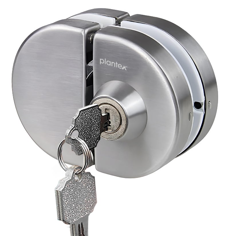 Plantex Stainless Steel Glass Door Lock - No Drilling/Lock for Main Door/Door Thickness 10 mm to 12 mm/3 Ultra Keys/Tuffen Glass Door Accessories - Pack of 1 (Matt) - Image 1