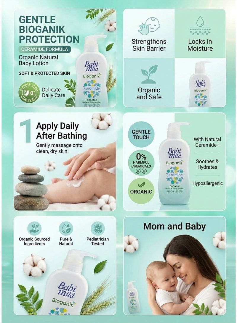 BABIMILD Babi Mild Bioganik Ceramide Organic Natural Baby Lotion – Gentle Touch Skin Barrier Repair & Deep Moisturizing Care (0+ Months) 180ml - Image 3