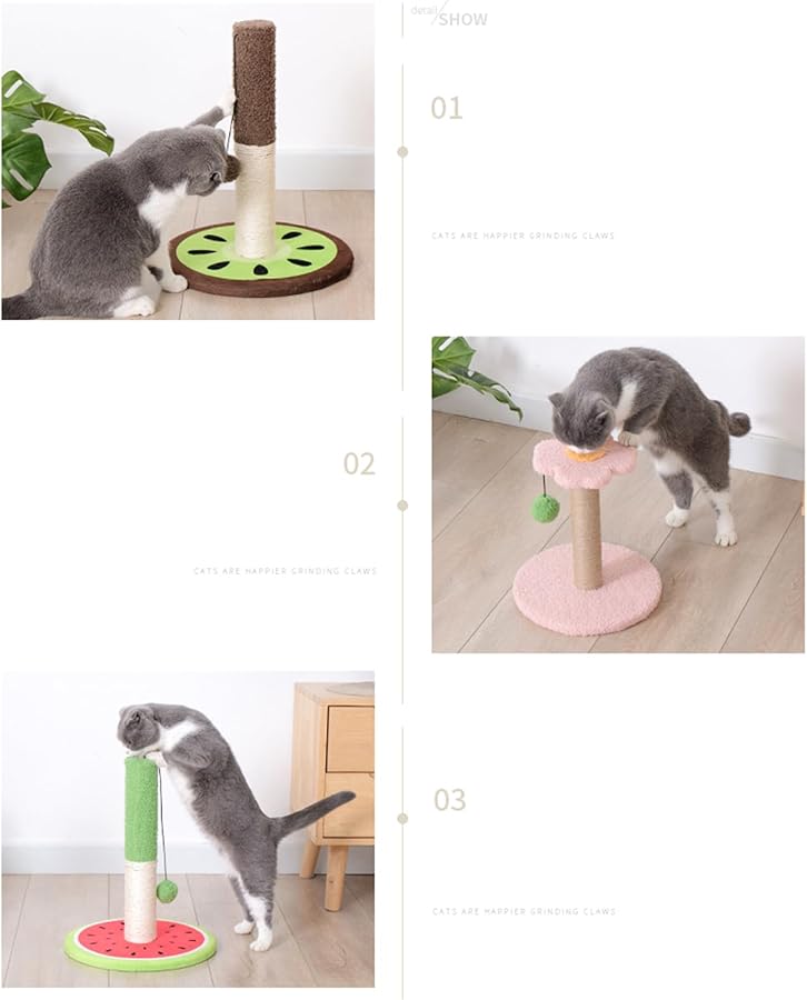 Grapefruit Sisal Rope Cat Scratcher Post Interactive Toy For Large Cats - Image 3