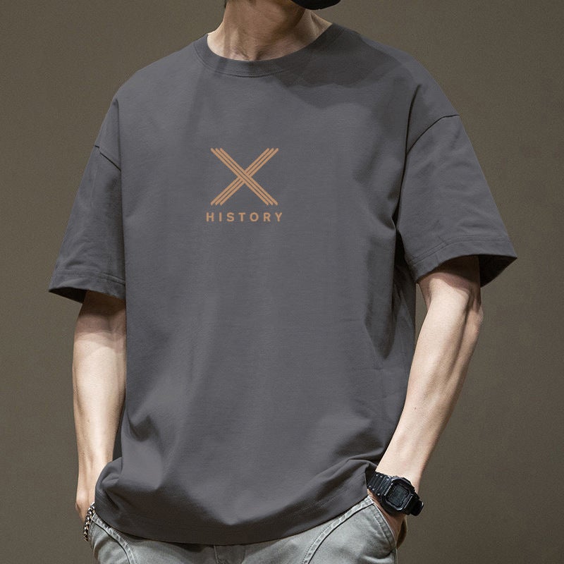 Short-Sleeved T-Shirt Men's Summer Trendyy American Half-Sleeved 2025 New Tops Hong Kong Style Casual T-Shirt Work Clothes - Image 5