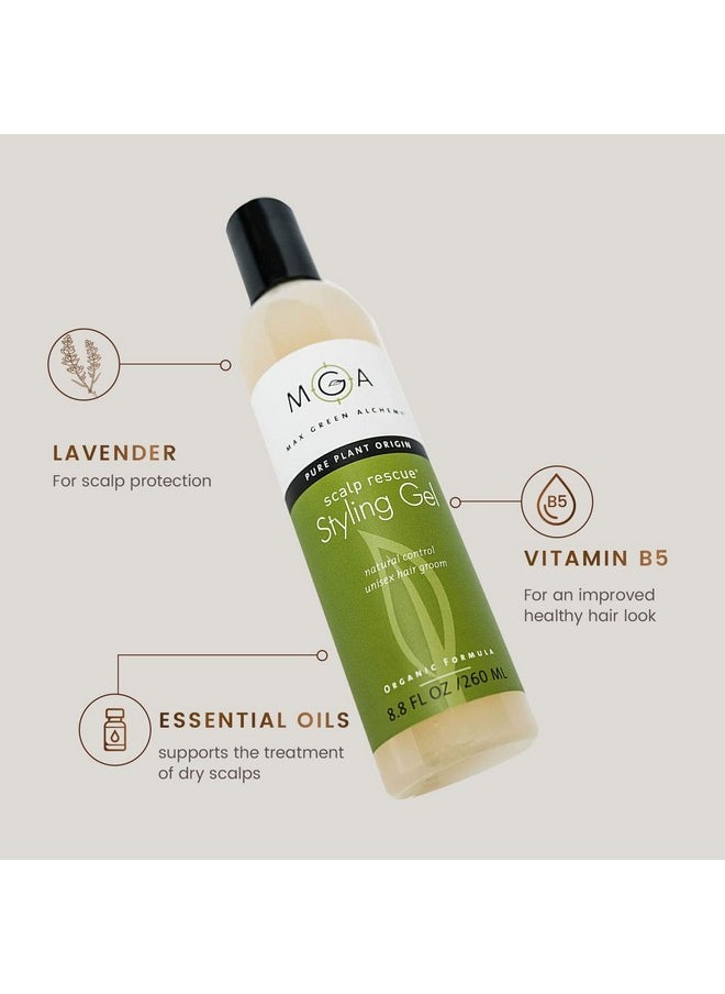 Max Green Alchemy Scalp Rescue Styling Gel, Organic Unisex Formula Controls Frizz and Fly Away Hair, Curly Hair Community Favorite Gives Flexible Natural Hold, Fights Humidity, Alcohol Free & Water Based | 8.8 Fl Oz  - Image 2