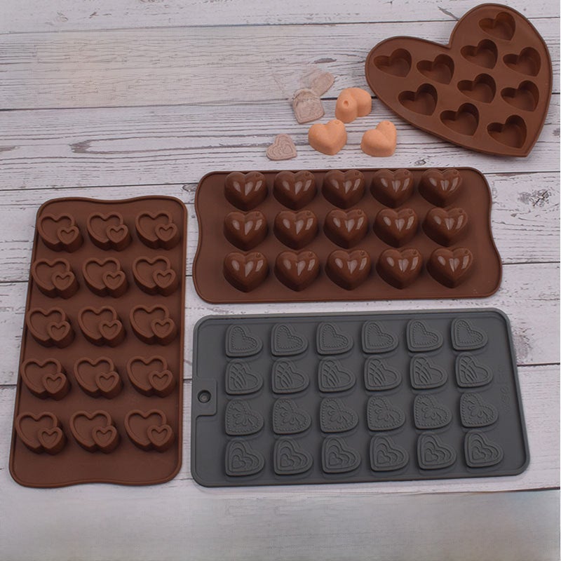 15-Cavity Silicone Heart Mold for Chocolate Fondant Cake Baking Semi transparent White 