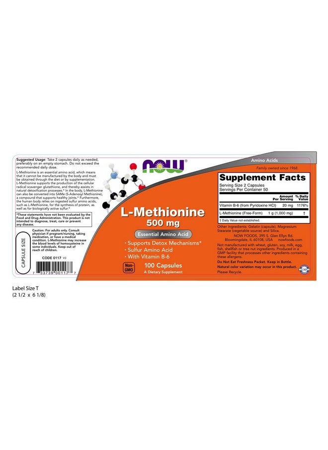 now Foods Lmethionine 100 Capsules  500Mg Pack Of 2  - Image 2